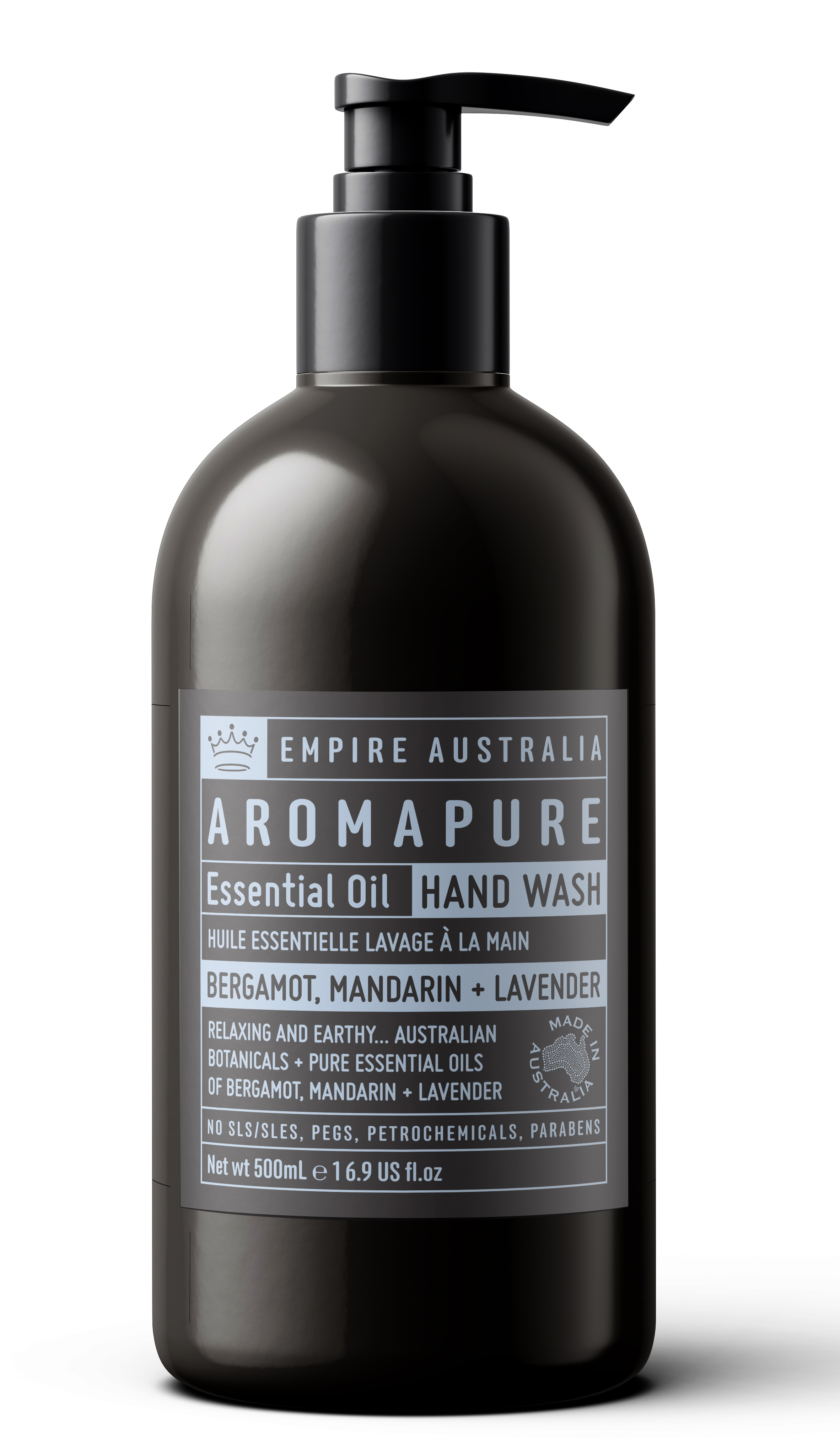 Жидкое мыло для рук EMPIRE AUSTRALIA с маслами бергамота, мандарина и лаванды, "AROMAPURE", 500 мл