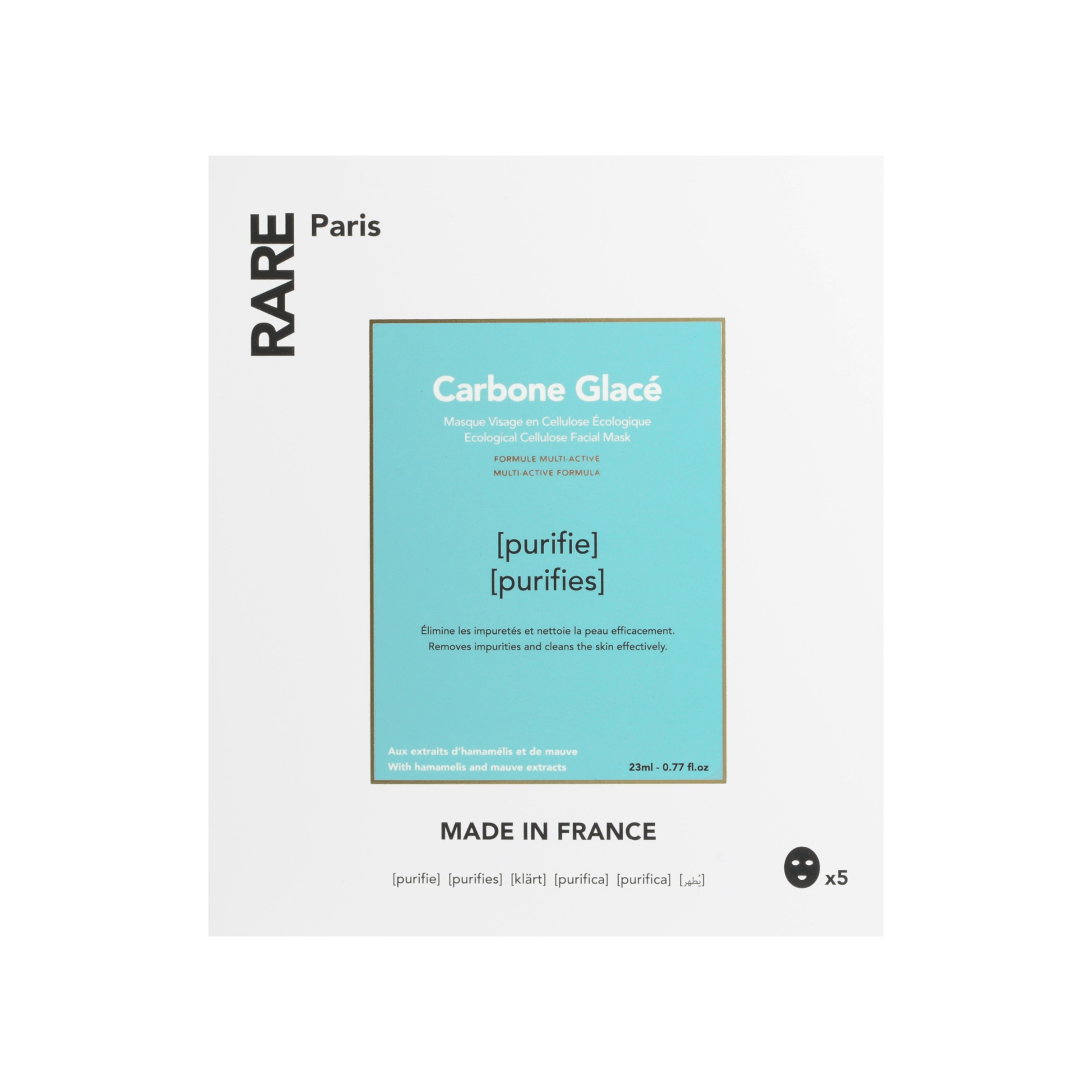 Очищающая тканевая маска для лица Carbone Glacé RARE Paris, 23 мл (упаковка 5 шт)