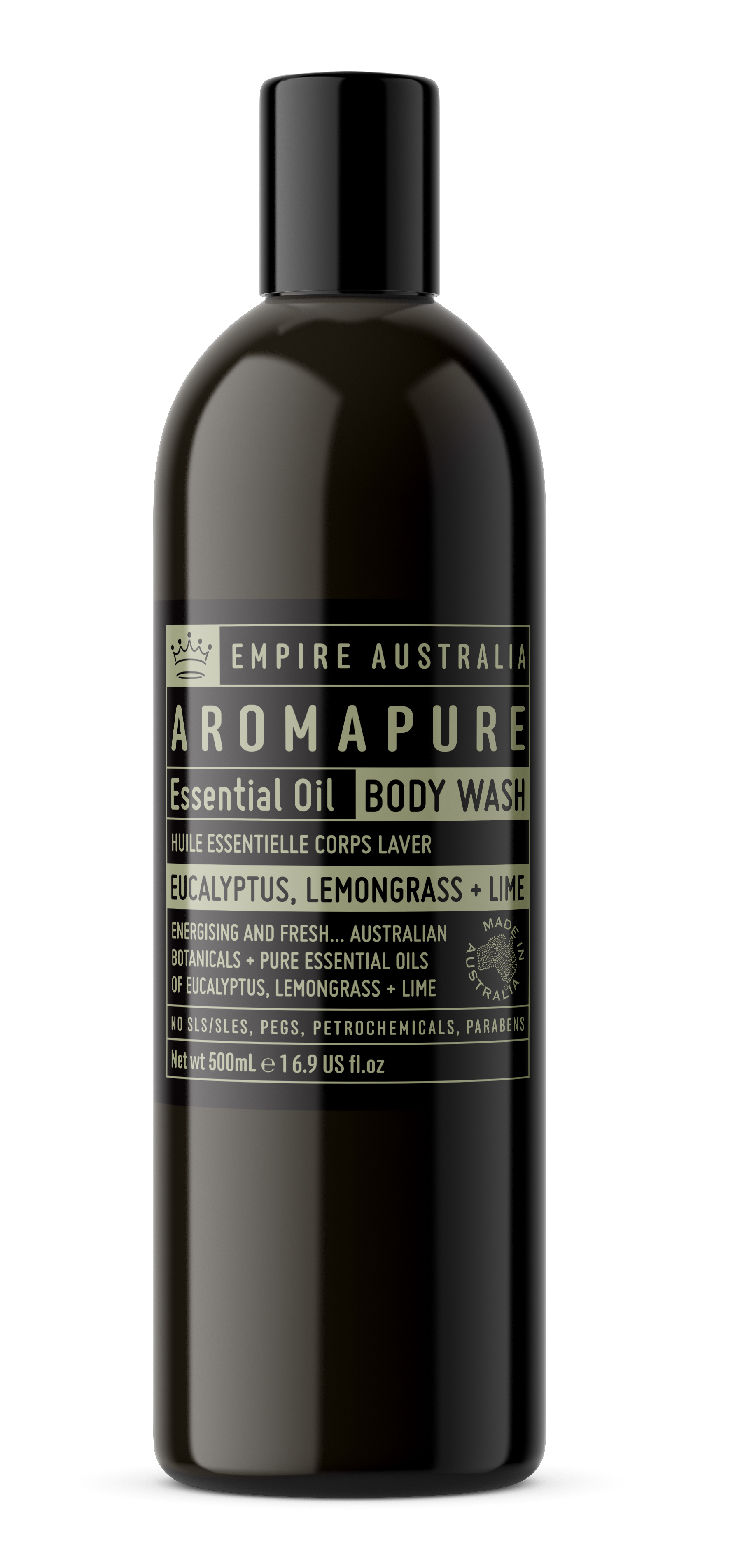 Гель для душа EMPIRE AUSTRALIA с маслами эвкалипта, лемонграсса и лайма, "AROMAPURE", 500 мл 