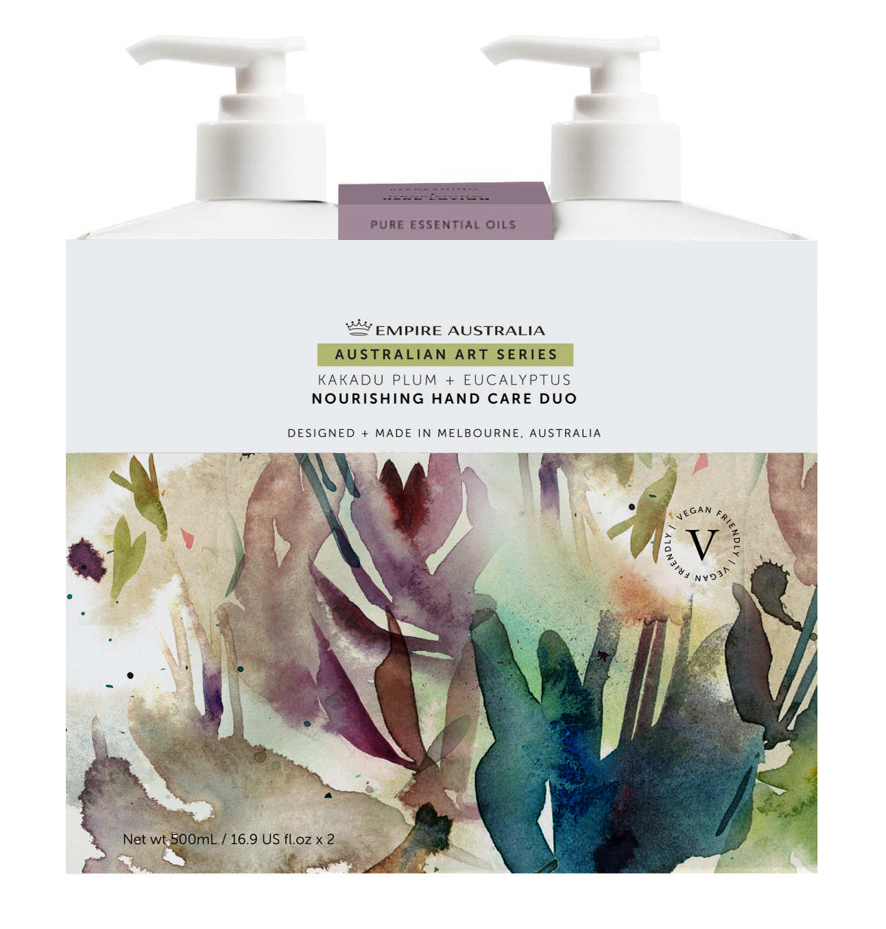 Дуэт жидкого мыла и лосьона д/рук EMPIRE AUSTRALIA с маслами сливы какаду/эвкалипта, 500млх2
